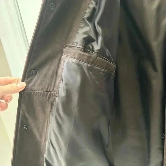 Vintage 90s Men’s Brown Suede Leather Jacket Oversized Size Large - Picture 11 of 15